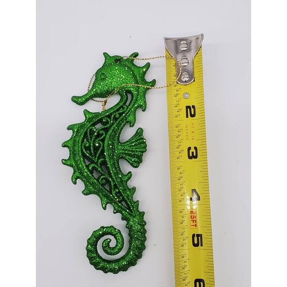 Ornament - Glittering Green Sea Horse - Picture 3 of 3